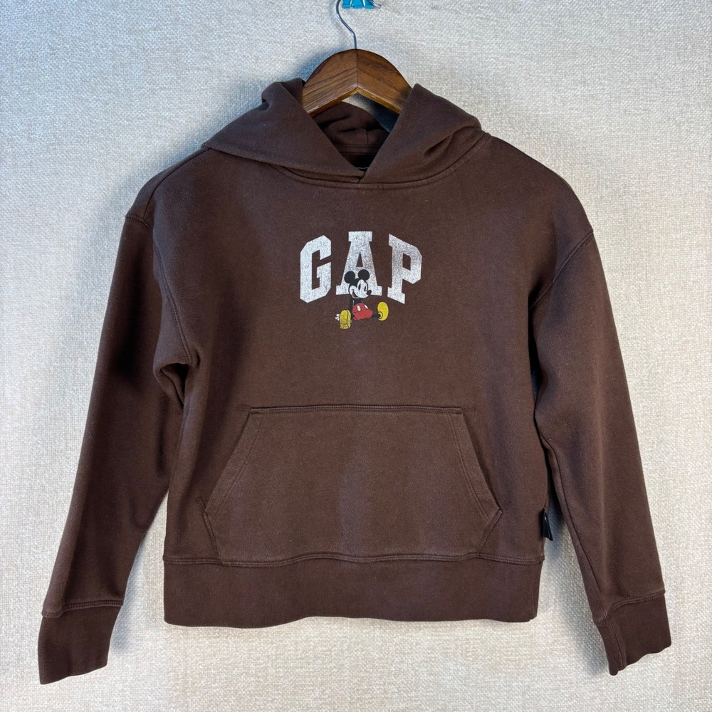 GAP x Disney Mickey Mouse Kids Brown Hoodie Sweatshirt Size M 8-9 Years